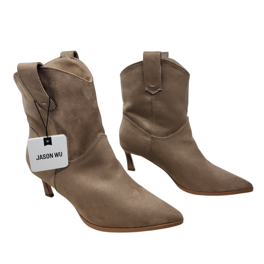 Jason Wu Ankle Boot 7.5 Women Kodey FS Tan Faux Suede Pointed Toe Western Kitten